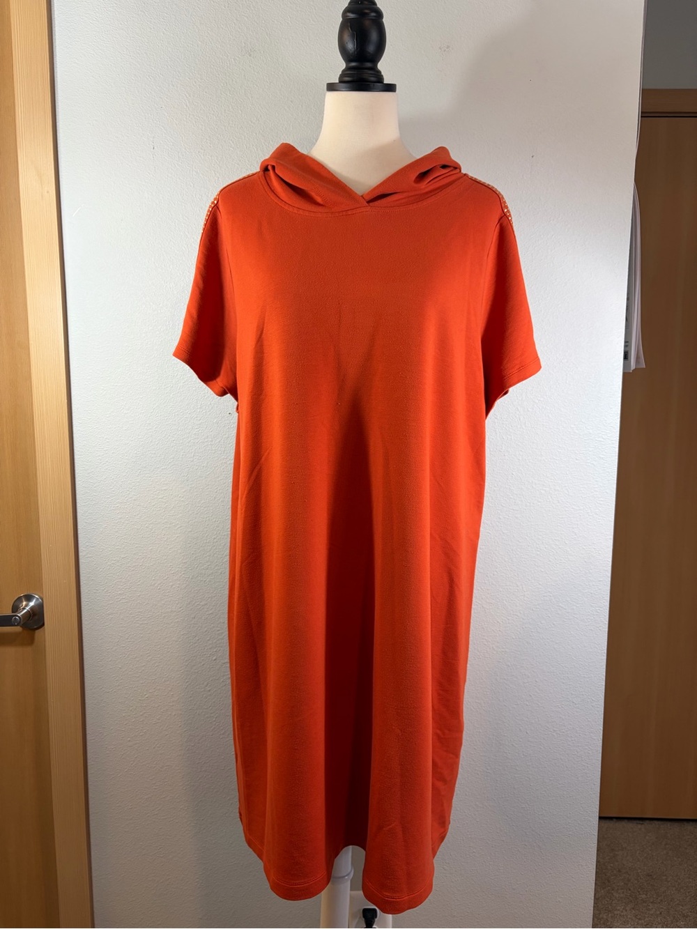 Calvin Klein Orange Hooded T-Shirt Dress 1X Plus Size Casual Streetwear